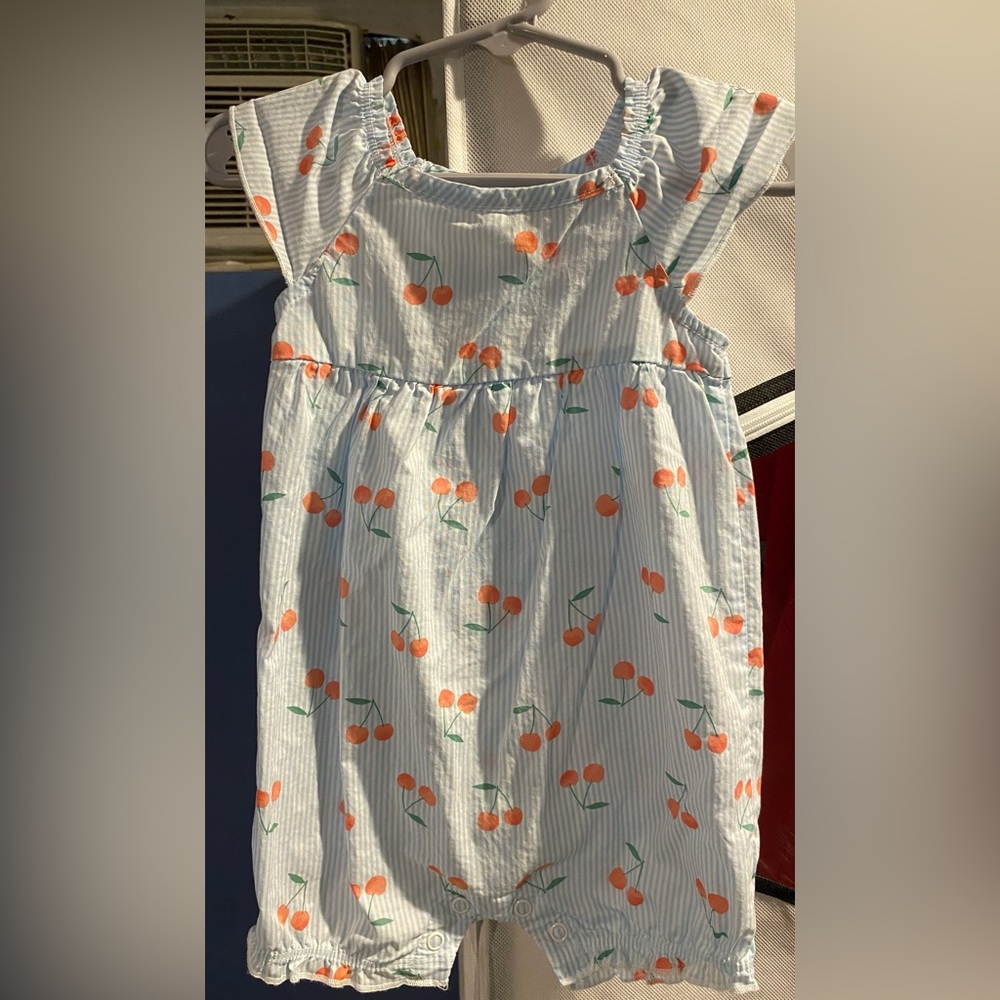 Just One You by Carter’s Infant Girls Cherries Romper, size 9 months.